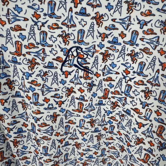 Rhoback Mens Large Lone Star Texas Rodeo Novelty Print Performance Polo Shirt - Picture 11 of 13